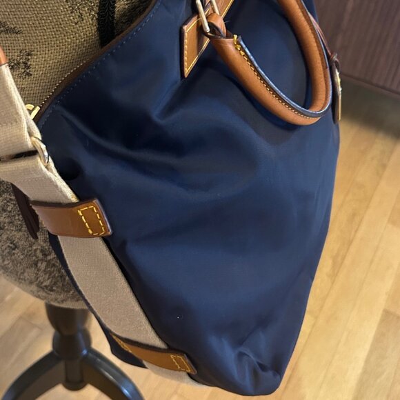 Dooney & Bourke Florentine Vachetta Nylon leather Trim Handbag Satchel Navy - Picture 6 of 15